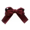 Burgundy velvet bow hair clip, elegant hair accessory for women and girls daily wear. - Duckbill Hair Clips / Burgundy