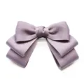 Lila Satin Schleife Haarklammer und Hemdkragen Schleifchen Damen Accessoire 12x9cm - Entenschnabelclip Haarnetz / Traumhaftes Lila