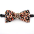Men crushed stone bow tie, black orange crystal bowknot for wedding party stage performance. - Red