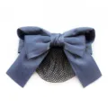 Grey-blue bow hairnet clip for professional nurse and hotel work, elegant hair accessory - Fine Net Hair Net / Blue