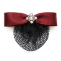 Retina per capelli chignon fiocco raso bordeaux con fermaglio perla cristallo lavoro. - Rete Fine / Borgogna