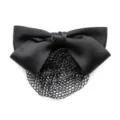 Black satin bow hairnet professional hair clip for nurses and staff elegant hair accessories. - Black Fine Mesh
