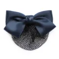 Navy blue bow hair net, professional hair accessory, nurse hair clip for work. - Navy Blue Fine Mesh