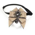 Vintage crystal rhinestone bow tie, detailed view of elegant khaki neckwear accessory - Blue Edge Khaki