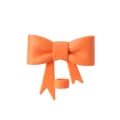 Large silicone bow straw topper charm for 10mm glass cups and Stanley tumbler accessories detail. - Orange