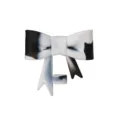 Silicone bow straw cover in black white marble, 10mm reusable straw topper for cups and tumblers. - Black and White