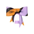 Large silicone bow straw cover in purple orange marble, stylish leak-proof straw topper cup accessory. - Black Orange Purple