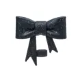 Black glitter silicone bow straw topper for 10mm Stanley tumbler cups and glass straws. - Black Glitter