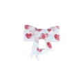 Large silicone bow straw topper with red heart pattern for 40oz tumblers and glass straws. - Heart