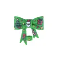 Green silicone Christmas bow straw cover and topper for tumblers, cute reusable straw cap. - Christmas Style 2