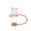 Rosa durchsichtiger Bär Silikon Strohhalm Abdeckung Staubkappe für Stanley Becher - 10mm Innendurchmesser / Hellrosa Gesichtsloser Bär