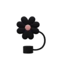Schwarze Blumen-Strohhalmabdeckung Detail, Silikon Strohhalmtopper für 10mm Becher. - Schwarzes Gänseblümchen