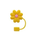 Gelbe Blumen Silikon Strohhalmabdeckung Detail, süße 10mm Staubkappe für große Becher. - Gelbes Kleines Gänseblümchen
