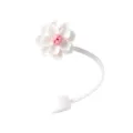 Süsser Blumen Strohhalmdeckel kompatibel mit Stanley Bechern, weisser Silikon Staubstopfen 9.5mm - 10mm Innendurchmesser / Weiße Blume Vorne