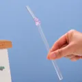 Paille en verre transparente avec joli ours violet, paille réutilisable pour boissons d'été. - 8*200mm / Petit Ours Rose
