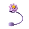 Lila Blumen Strohhalm Abdeckung für 9,5 mm wiederverwendbare Gläser Silikon Staubkappe. - 10mm Innendurchmesser / Lila Blume Vorne