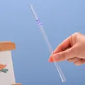 Paille en verre transparente avec joli decor d'ours violet, résistante à la chaleur. - 8*200mm / Ours Violet