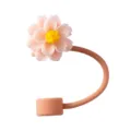 Süsser Silikon Blumen Strohhalm Abdeckung Staubstopfen Wiederverwendbarer Topper für Becher - 10mm Innendurchmesser / Hellrosa Blume Oben