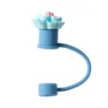 Blaues Begonienblüten Silikon Strohhalmabdeckung Staubstopfen für 9.5mm Trinkhalme - 10mm Innendurchmesser / Blau Blume Oben