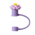 Lila Begonie Blume Silikon Strohhalm Abdeckung 9.5mm staubdichter Stopfen Ersatz Variante - 10mm Innendurchmesser / Lila Blume Oben