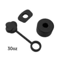 Set di accessori per bicchiere in silicone nero, incluso copripaglia e tappi antiribaltamento. - Nero