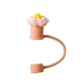 Silikon Strohhalm Abdeckung süße Blume Staubschutzkappe Auslaufsicher für 9.5mm Becher - 10mm Innendurchmesser / Hellrosa Blume Oben
