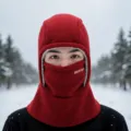 Thermal fleece balaclava windproof winter cycling face mask red hood for cold weather - CEF Mask Hat / Red