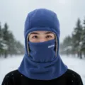Balaclava antivento in pile invernale, maschera facciale e scaldacollo, dettaglio. - Berretto con Maschera CEF / Blu