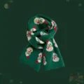 Verde Sciarpa in Maglia Natalizia Invernale Calda con Motivo Festivo per le Donne - Motivo pupazzo di neve / Verde