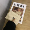 Beige ribbed knit neck warmer for women, soft cashmere-feel winter thermal scarf accessory. - One Size / Hair Band / Beige