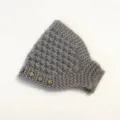 Grey knitted headband winter ear warmer thick hair band with crystal flower rhinestones. - With Rhinestones Added / Gray