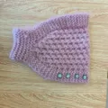Women autumn winter thick handmade knitted rhinestone flower wide headband warm ear cover pink accessory - With Rhinestones Added / Pink