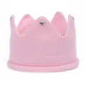 Cute pink knitted crown baby headband detail, soft wool infant hair accessory for daily wear. - Pink With Rhinestone