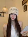 Gorro de punto hueco hecho a mano vintage lindo sombrero floral para mujeres primavera - Talla única / Beige