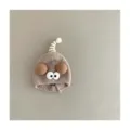 Lindo gorro de bebé de felpa con ojos divertidos, gorro de invierno cálido para niños y niñas. - Sombrero de Bola Grande de Ojos Grandes / Moca
