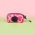 Portable dog waste bag holder with cute pink heart pattern, durable zipper and metal carabiner. - One Size / Rose Red Heart
