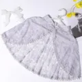 Summer lace cape shawl vintage stand collar bolero with pearl trim and floral lace. - One Size / Gray