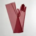 Sheer mesh long evening gloves for women, wine red opera gloves for party and prom. - 70cm / Burgundy