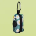 Daisy print dog poop bag holder with black carabiner clip and zipper, portable pet waste bag dispenser. - One Size / Daisy