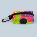 Portable dog poop bag dispenser with colorful pattern and metal clip for outdoor pets - One Size / Colorful Rainforest