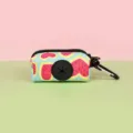 Watermelon Print Pet Poop Bag Dispenser Portable Dog Waste Bag Holder with Metal Carabiner - One Size / Green Small Watermelon