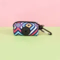 Colorful geometric print dog poop bag holder, portable pet waste bag dispenser with hook. - One Size / Blue Geometric