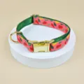 Carino collare per animali domestici rosa con stampa di peperoncino e fibbia dorata per cani. - Collare Singolo Peperoncino Rosa / Taglia S