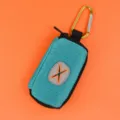 Teal pet waste bag dispenser with carabiner, portable dog poop bag holder pouch. - One Size / Lake Blue