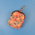 Mini borsetta con zip e stampa di peperoncini con gancio portachiavi in metallo portatile - Borsa Porta Sacchetti Rifiuti Peperone Rosa