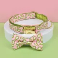 Set collare e papillon per animali domestici avocado rosa con accessori dorati variante. - Collare Avocado Rosa + Farfallino