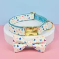 Grazioso collare per animali domestici con papillon e accessori dorati per cani e gatti. - Collare Cuore Bianco + Farfallino
