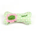 Cute checkered bone shaped plush pet chew toy with a cartoon frog print for dogs play - Smiling Snake