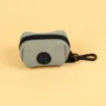 Portable neoprene dog waste bag holder with black zipper and clip for daily dog walking trips - One Size / Gray