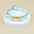 Collare per animali domestici con stampa di cuori e fibbia metallica dorata, elegante. - Collare Singolo Cuore Bianco